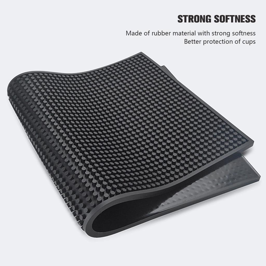 Rubber Bar Mat Coffee Maker Countertop Spill Mats Bar Service Mat Dish Glass Drying Mat for Barista Cocktail Bartender Black