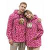 Felpa con cappuccio abbinata in pelle di agnello per uomo e donna, autunno e inverno, vestibilità ampia e casual, calda e confortevole.