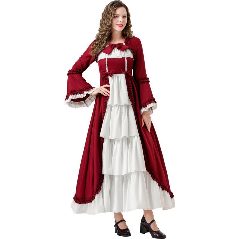 Medieval Adult Vintage Court Dress Renaissance Trumpet Sleeve Cosplay Stage Costume