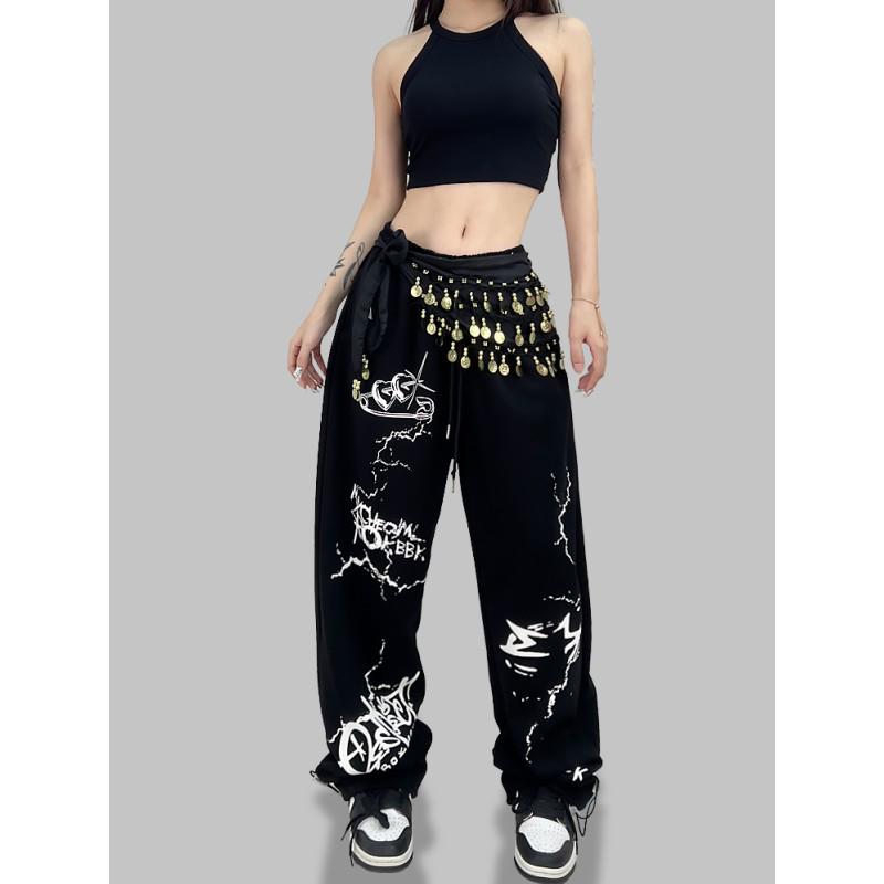 Trendy Thin Loose Hip Hop Graffiti Sweatpants for Summer