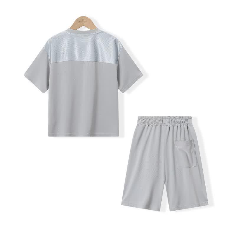 Montagut Boys' Summer Letter Print Color Block Sport Set
