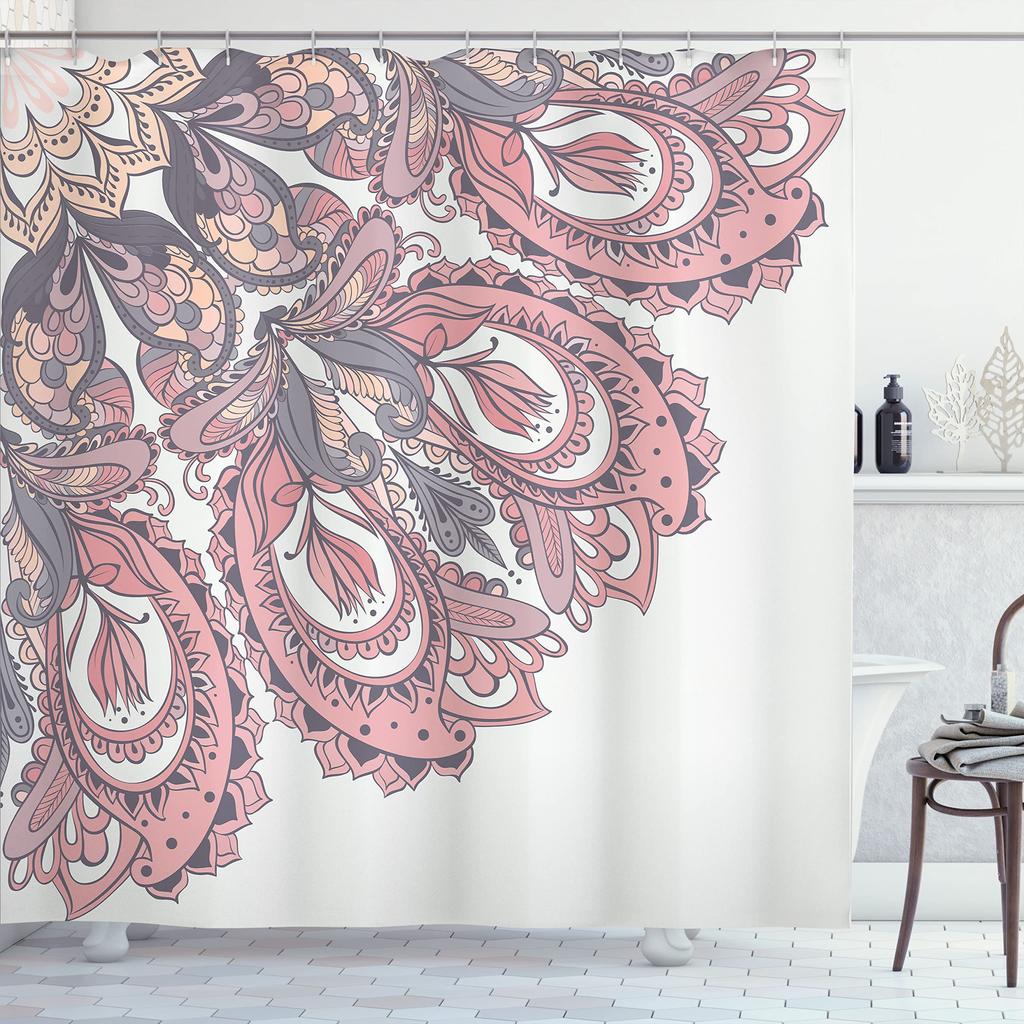 Boho Floral Shower Curtain for Bathroom,Paisley Mandala Shower Curtains,Colorful Bathroom Curtain,Durable Waterproof Bath Screen