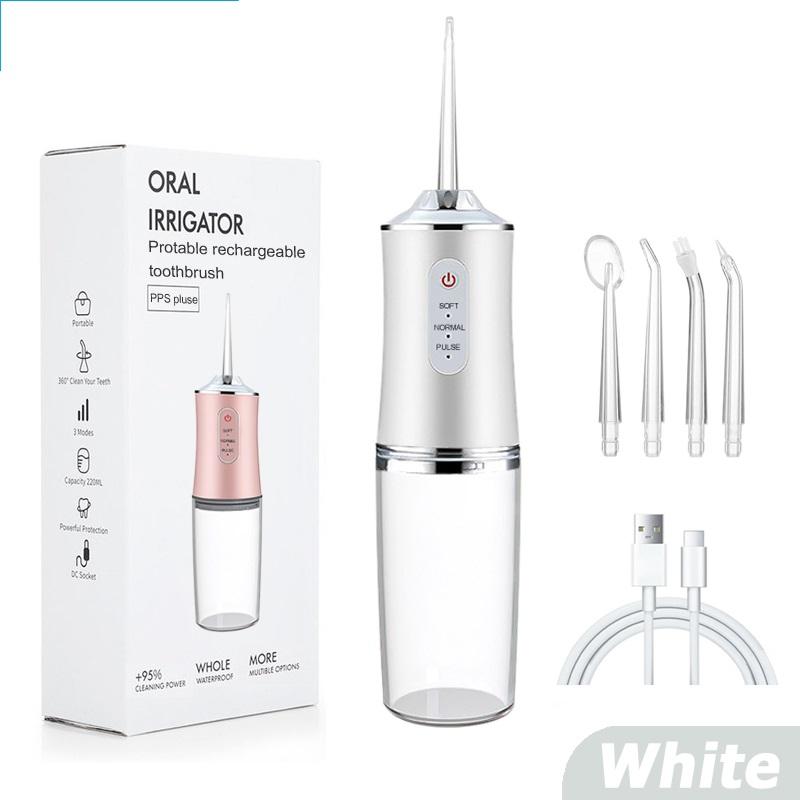 USB Portable Oral Irrigator Water Flosser Dental Water Jet Tools Pick Cleaning Teeth 200ML 4 Nozzles Mouth Oral Cleaning Agents