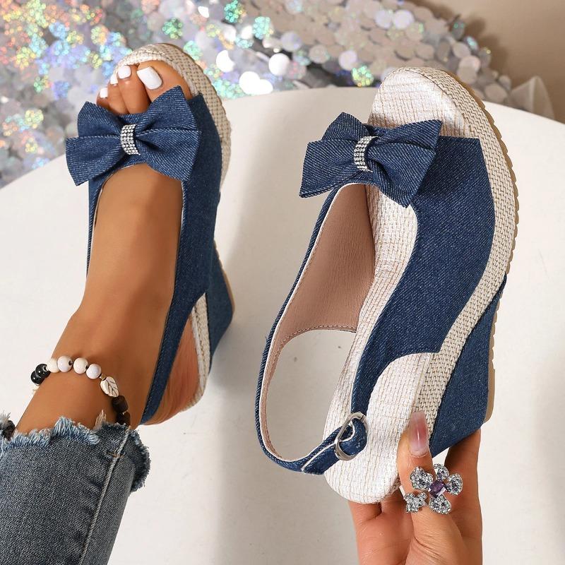 Vintage Rivet Decor Wedge Sandals Women Summer High Heels Platform Sandals Ankle Buckle Beach Shoes