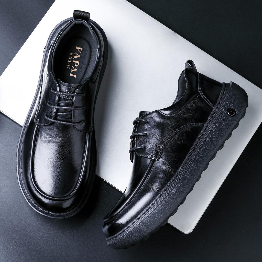 2025 Leather Shoes Men's Dress Business British Style Leather Men's Shoes First Layer Cowhide Casual Big Head Wedding Derby Shoes