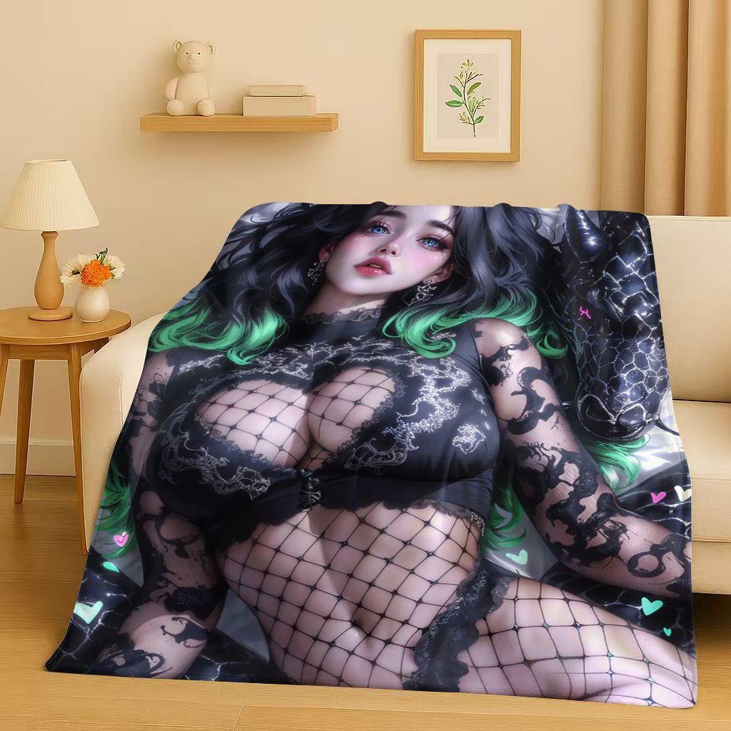 2026 New Sexy Bikini Girls Cartoon Anime Characters Flannel Blanket,Soft Plush Throw for Home Bedroom Bed Sofa Cover Trave Gift