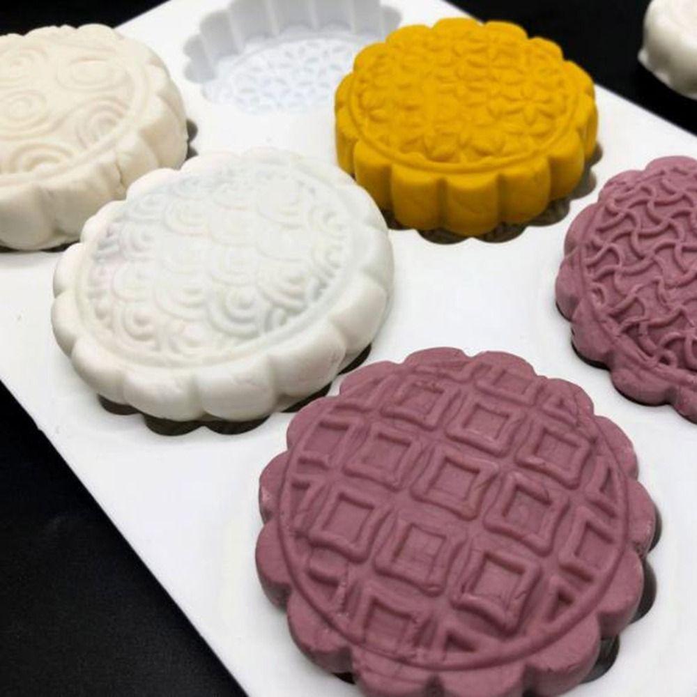 Chinese Style 6 Holes Mooncake Mold 3D Pastry Mold Candle Mold Mung Bean Mold  Baking Tool