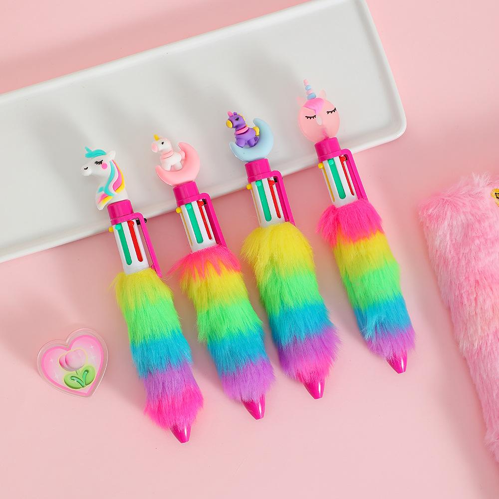 Kawaii Cartoon Moon Plush Unicorn 6 Color Gel Pen Student Love Multi-Function Marker 0.05Mm  Ball Pen Kids Festival Reward Gifts
