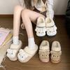 Cute Plush Bear Winter 2025 New Warm Indoor and Outdoor Wear Winter Thick Bottom Home Wear Cotton Slippers Women