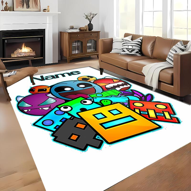 Custom personalization Geometry Dash Area Rug - Perfect For Kitchen, Bathroom,Laundry Room Decor Large Size Available,Gift All Seasons