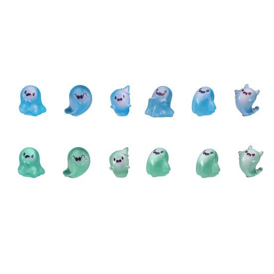 Glow in The Dark Mini Ghost Figures with Box Luminous Small Resin Ghost Figurine Miniature Ghost Garden Decor for Halloween Party Favors