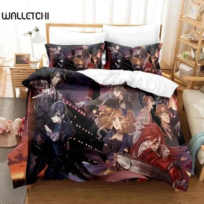Anime Black Butler Sebastian Ciel Bettwäsche-Set, Bettbezug, Bettset, Steppdecke, Kissenbezug, King-Queen-Twin-Size, Jungen, Mädchen, Erwachsene