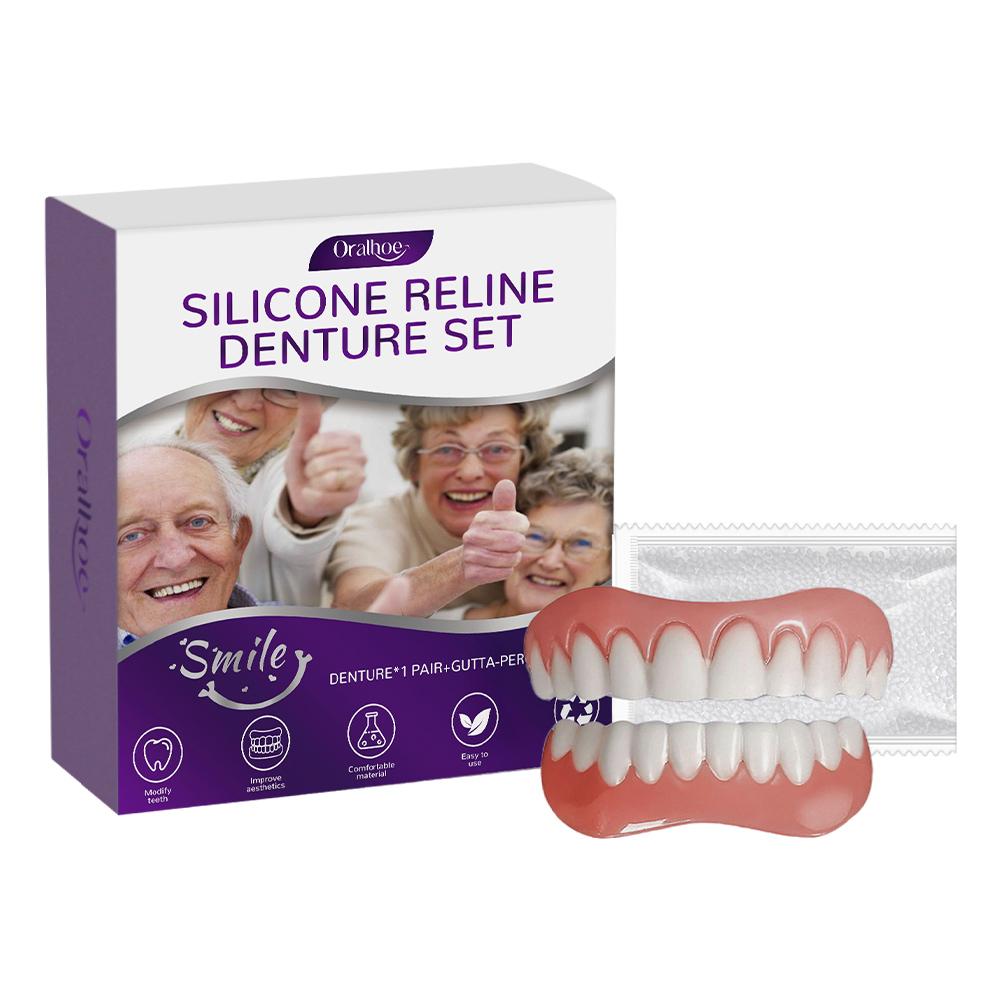 Silicone Reline Denture Set Denture Repair Kit Wear-Resistant Fake Teeth Kit Non-Toxic Denture Silicone Liners for Men and Women