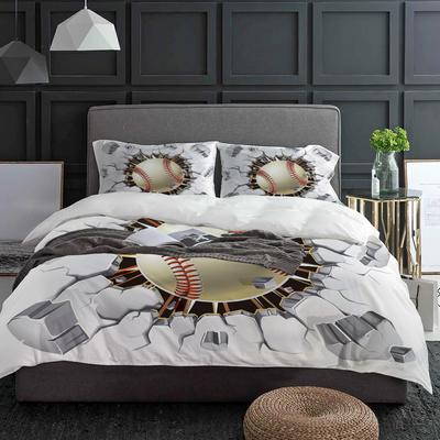 Baseball Round Rock Building Sports Bedding Set 3pcs Duvet Cover Pillowcase Kids Adult Quilt Cover Double Bed Set Home Textile