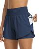Women's High-Waisted 2-in-1 Quick-Dry Shorts with Zipper Pocket Elastic Waist for Workout Running Gym Yoga Fitness Sportswear
