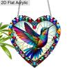 Acrylic Heart-Shaped Hummingbird Suncatcher, Stained Glass Style Window Hanging Ornament for Bird and Colorful Art Lovers
