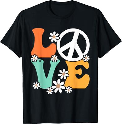 Frieden Liebe Hippie Retro T-Shirt Weiche Baumwolle Kurzarm T-Shirt Lässige Reisekleidung