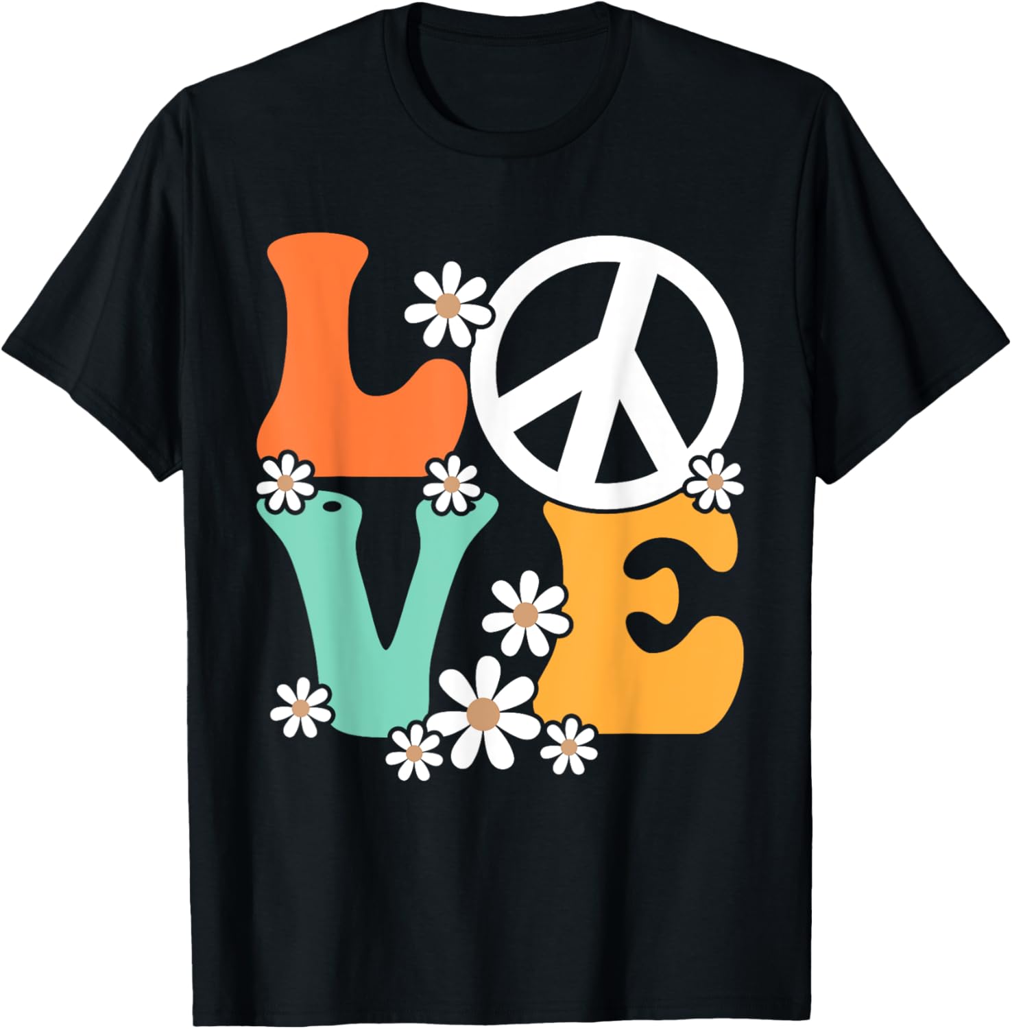

Peace Love Hippie Retro Tee Soft Cotton Short Sleeve T-Shirt Casual Trip Wear 4XL