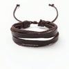 4Pcs/set Retro Literary Style Bronze Bundle Leather Wood Bead Set Bracelet