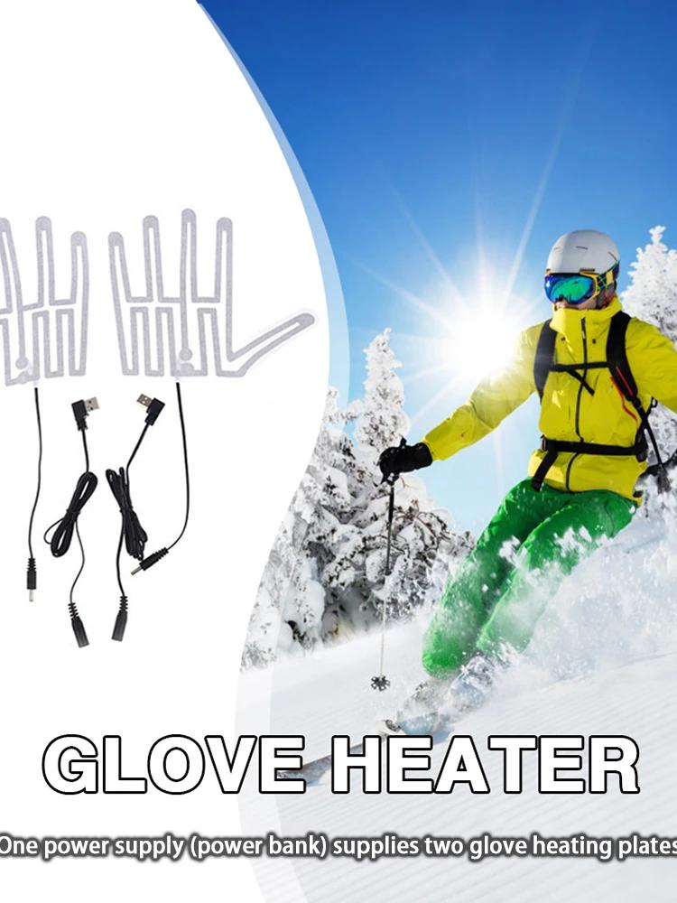 1 Paar Elektrische Heizhandschuhe Kohlefaser 5V Fünf-Finger-Handschuhe Heizkissen Thermische Isolierung für Outdoor-Skifahren