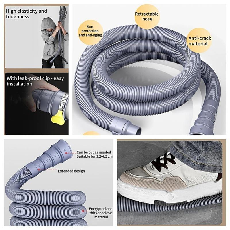 Universal RV Trailer Sewer Hose Kit 3/4/5m Foldable Pipe Adjustable Adapter Clamp for Caravan Motorhome Waste Tank Drain System