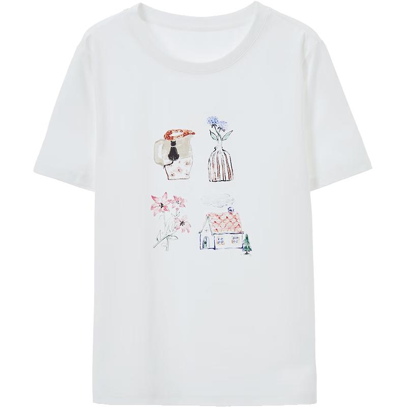 Betu Women s Hand-Painted Watercolor Print Short Sleeve T-Shirt L
