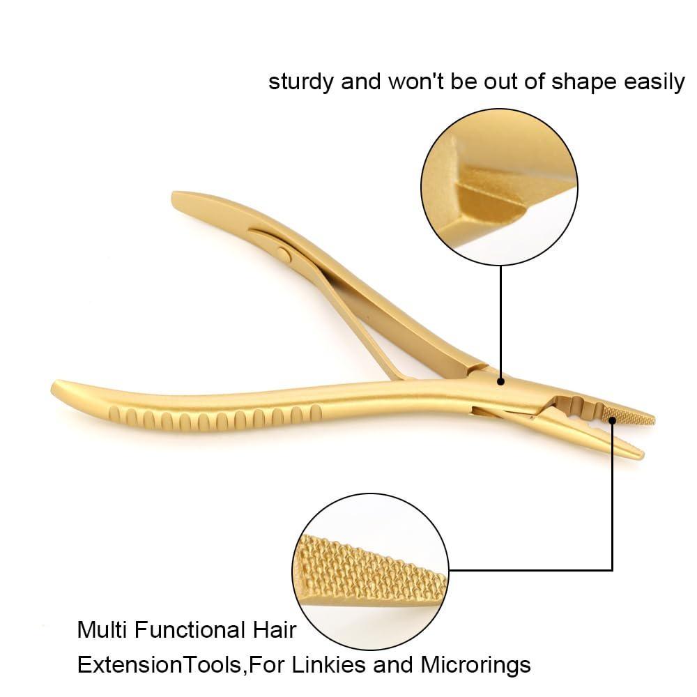 Hair Extension Tool Stainless Steel Hair Pliers with 2 Holes Remover Beads Opener Tool Weft Extension Hair Styling Hair Beauty Salon Accessories