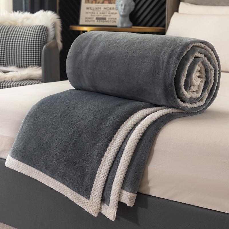 Solid Color Coral Fleece Throw Blanket - Perfect for Office & Air Conditioning Comfort