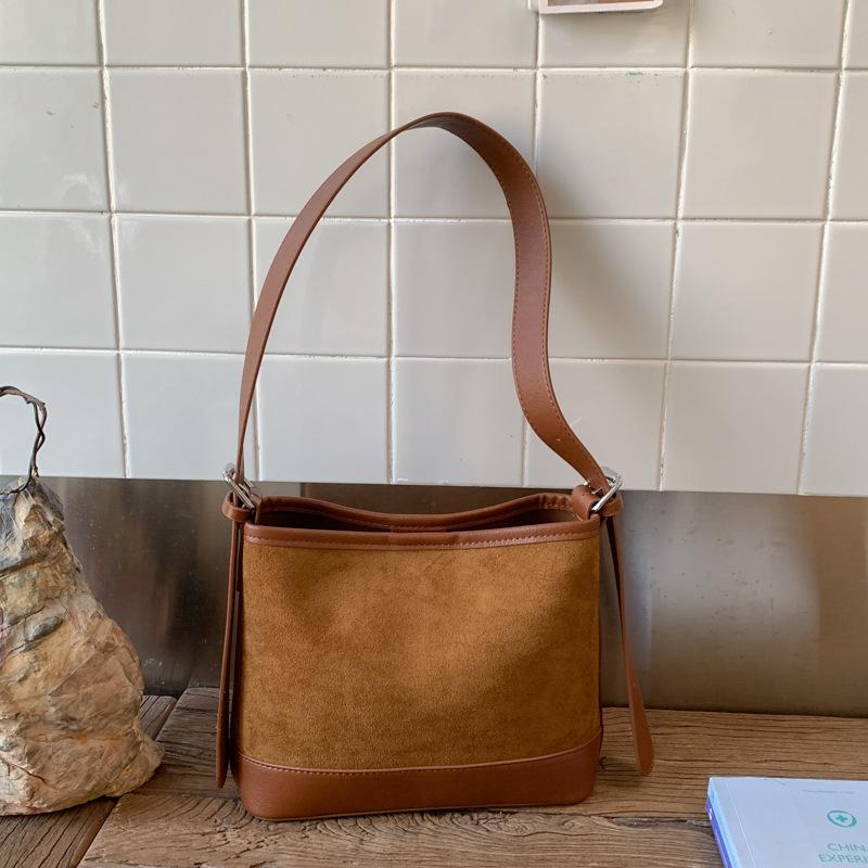 Leopard Print Bag Women's 2025 New Autumn and Winter Niche Light Luxury High-end Shoulder Bag Suede Messenger Bucket Bag