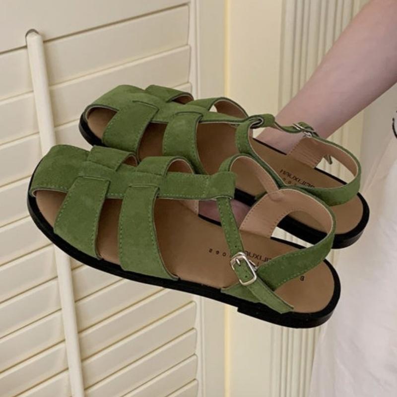 Women Roman Sandals 2025 Summer New Fashion Versatile Non-slip Outdoor Casual Beach Sandals Soft Sole Round Toe Flat Shoes