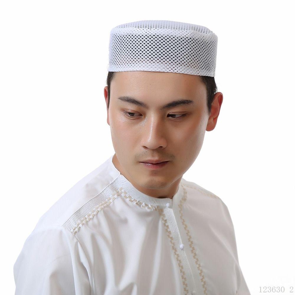 Polyester Cotton Mixed Muslim Hat Black White Prayer Hat Fashion Muslim Worship Hat Islam