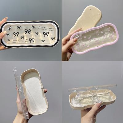 Transparentes Schleifen-Brillenetui Niedliche Reise Tragbare Aufbewahrungsbox Für Damen Sonnenbrillen Brillen Brillenetui