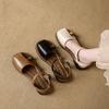 Beige Heeled Sandals Buckle Strap Comfort Shoes for Women Summer Black Flat Clear Low Fashion Closed Girls Fretwork