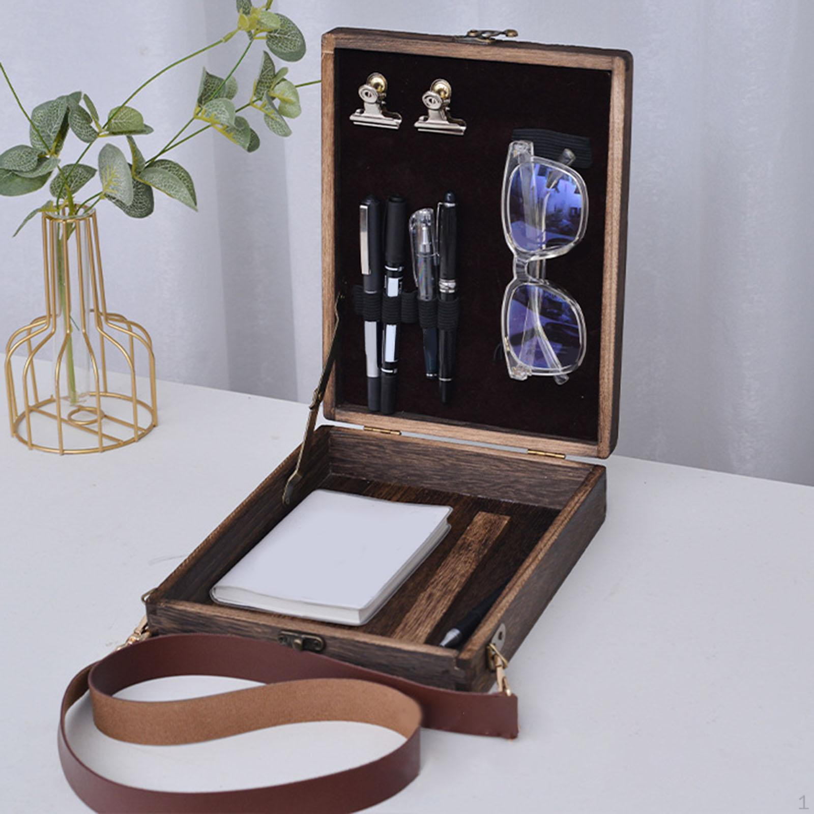 

Деревянная коробка-мессенджер для писателей, трендовая сумка на плечо для хранения, деревянная кисть для рисования