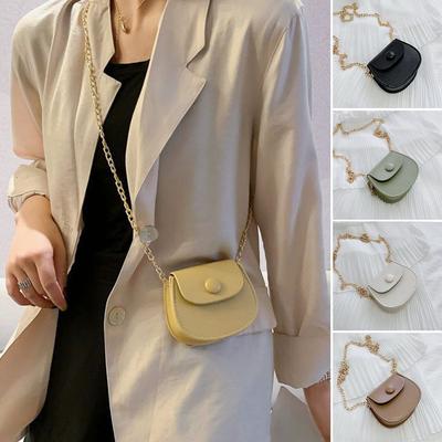 Women Mini Shoulder Bags Handbags Ladies Simple Versatile Chain Saddle Bag PU Leather Female Crossbody Messenger Bag