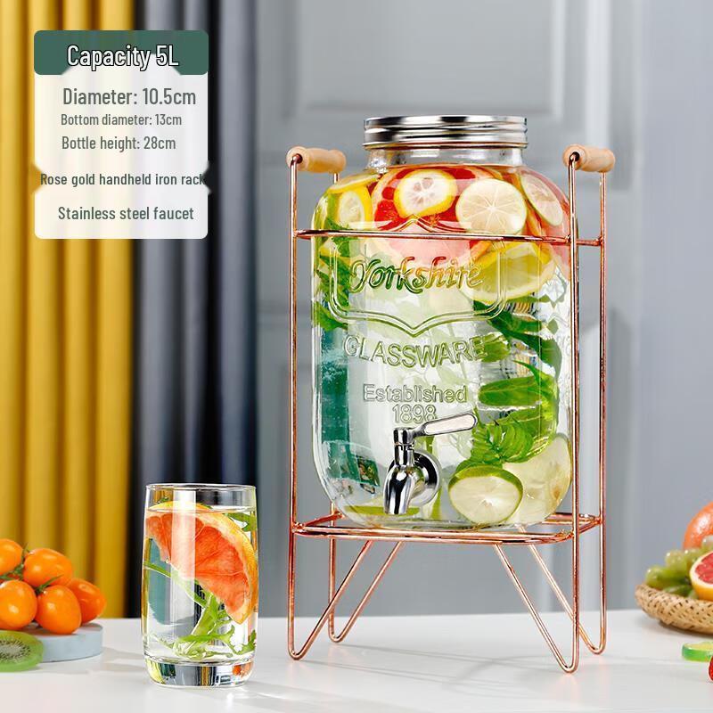 5L Glas Getränkespender mit Zapfhahn