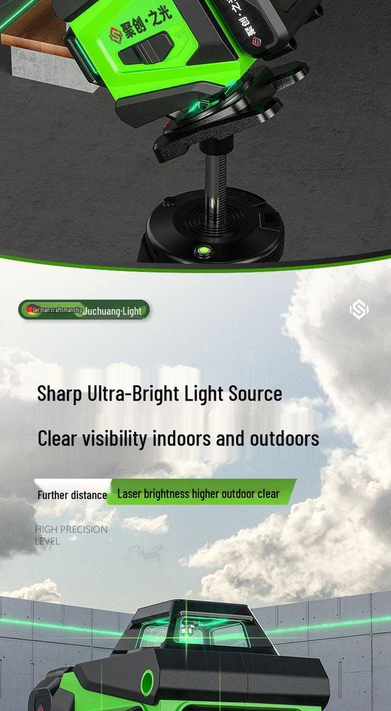 16-Line High-Precision Outdoor Green Laser Level with Strong Light and 12 Infrared Wall Stickers