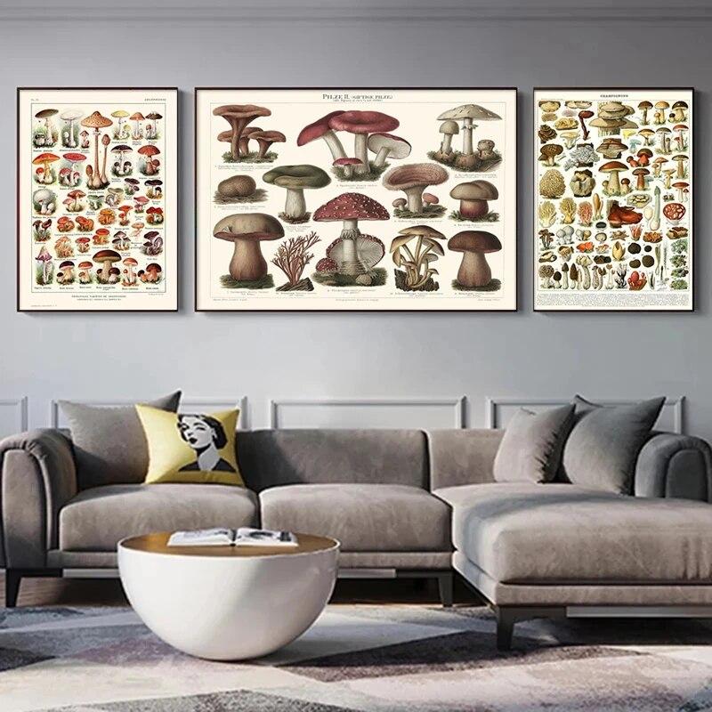 Botanische Blume Pilz Obst Leinwand Gemälde Wildpflanze Pilz Poster und Druck Wandkunst für Wohnzimmer Wand Dekor Cuadros