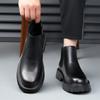 Men's Boots Classic Black Chelsea Boot Luxury Genuine Leather Leather Boots for Men Plush Warm Winter Boot Casual High Top Boots