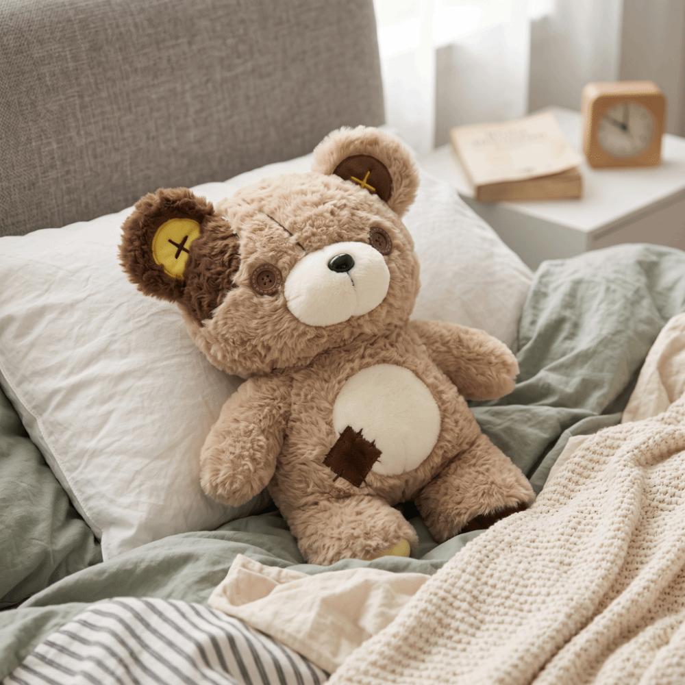 Patchwork Button Bear Plush Doll Stitched Button Ear Bear Stuffed Doll Birthday Gifts