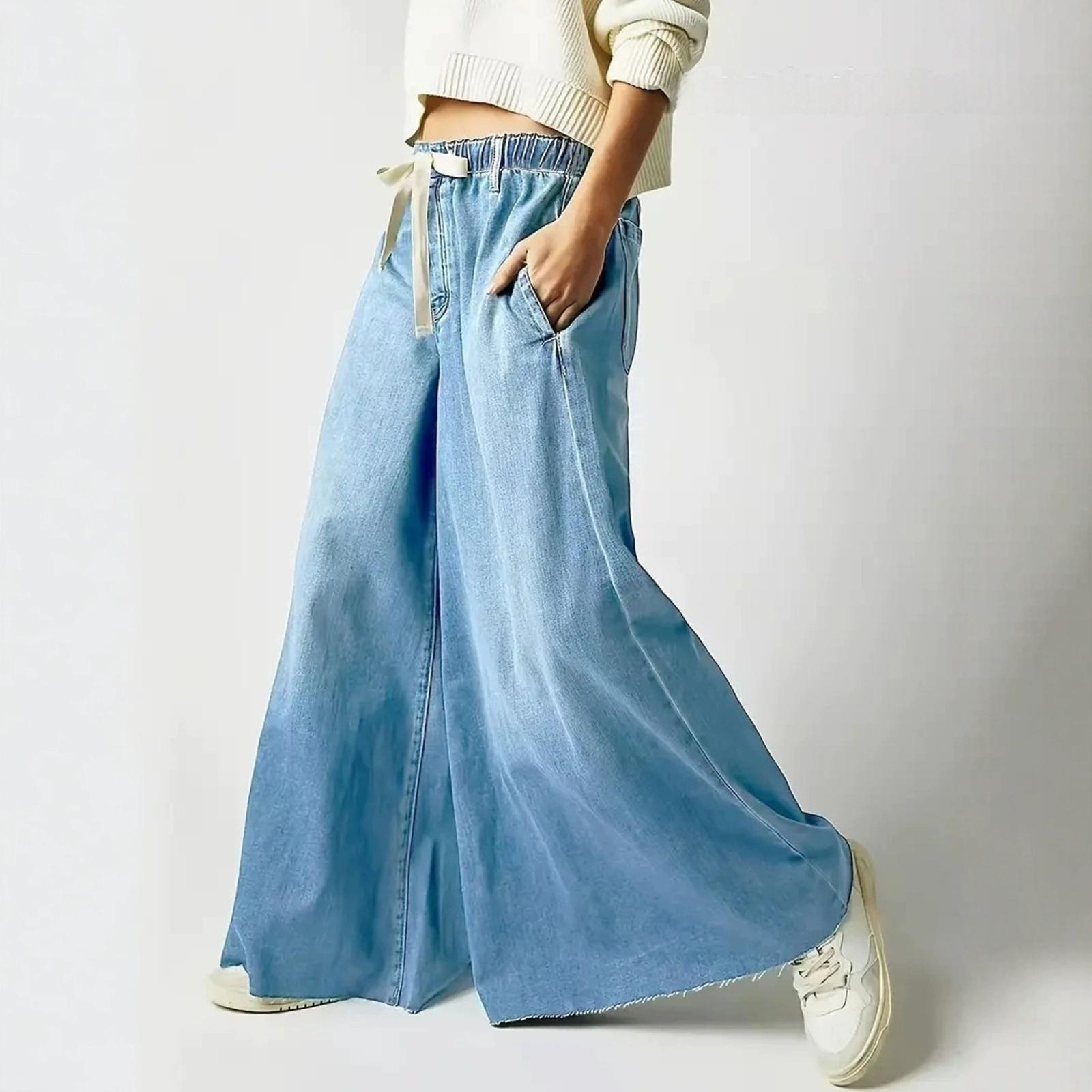 

Women s Trousers Large Size Stretch Jeans Loose Semi-Elastic Pants S