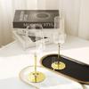 Creative Electroplated Gold Rod Crystal Red Wine Glass Champagne Whiskey Water Glasses Bright Gold Bottom Goblet Barware