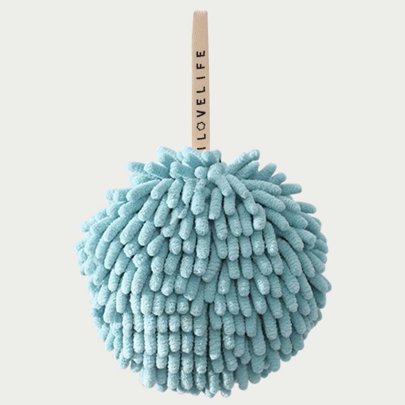 Japanese Microfiber Chenille Hanging Hand Towel Ball - Cute, Absorbent, Round Towel for Kitchen and Bathroom Use