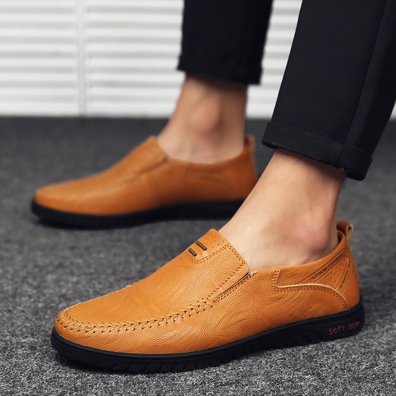 Men's shoes new foreign trade large size men's casual single shoes breathable Doudou shoes men's foot-fitting lazy leather shoes