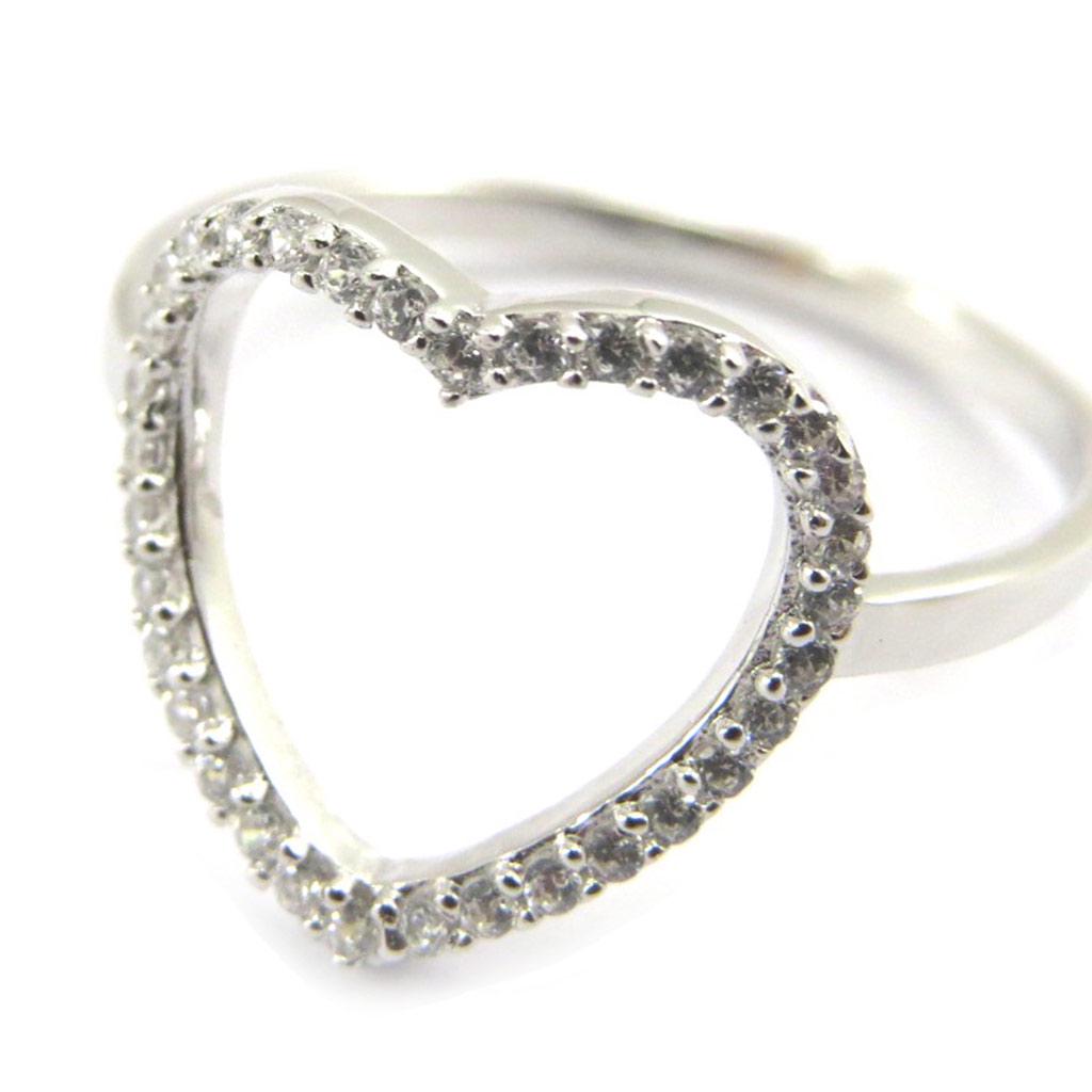Silver Ring 'Love' Silvery White (rhodium) - 13x12 Mm