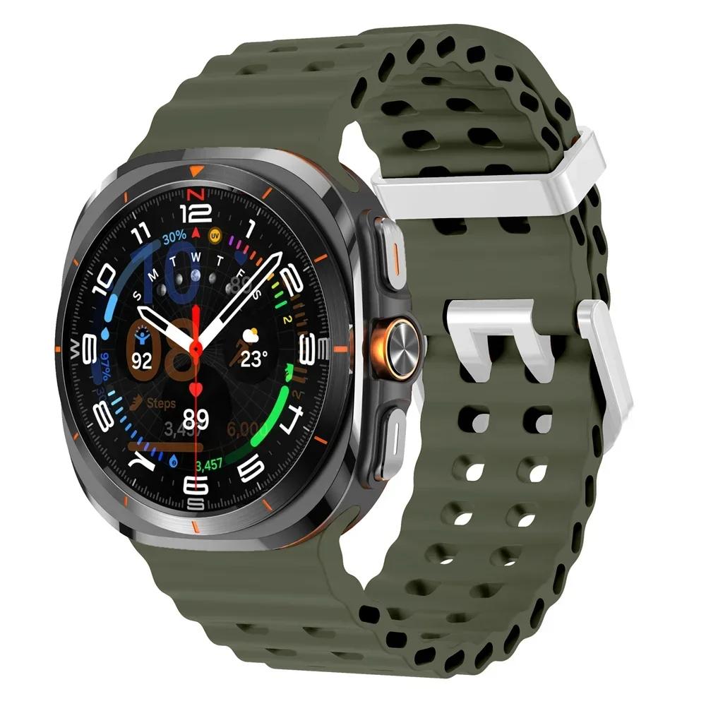 Galaxy Watch Ultra Marine Band Accessories Silicone Sport Bracelet Correa For Samsung Galaxy Watch 7 Ultra 47mm Original Strap
