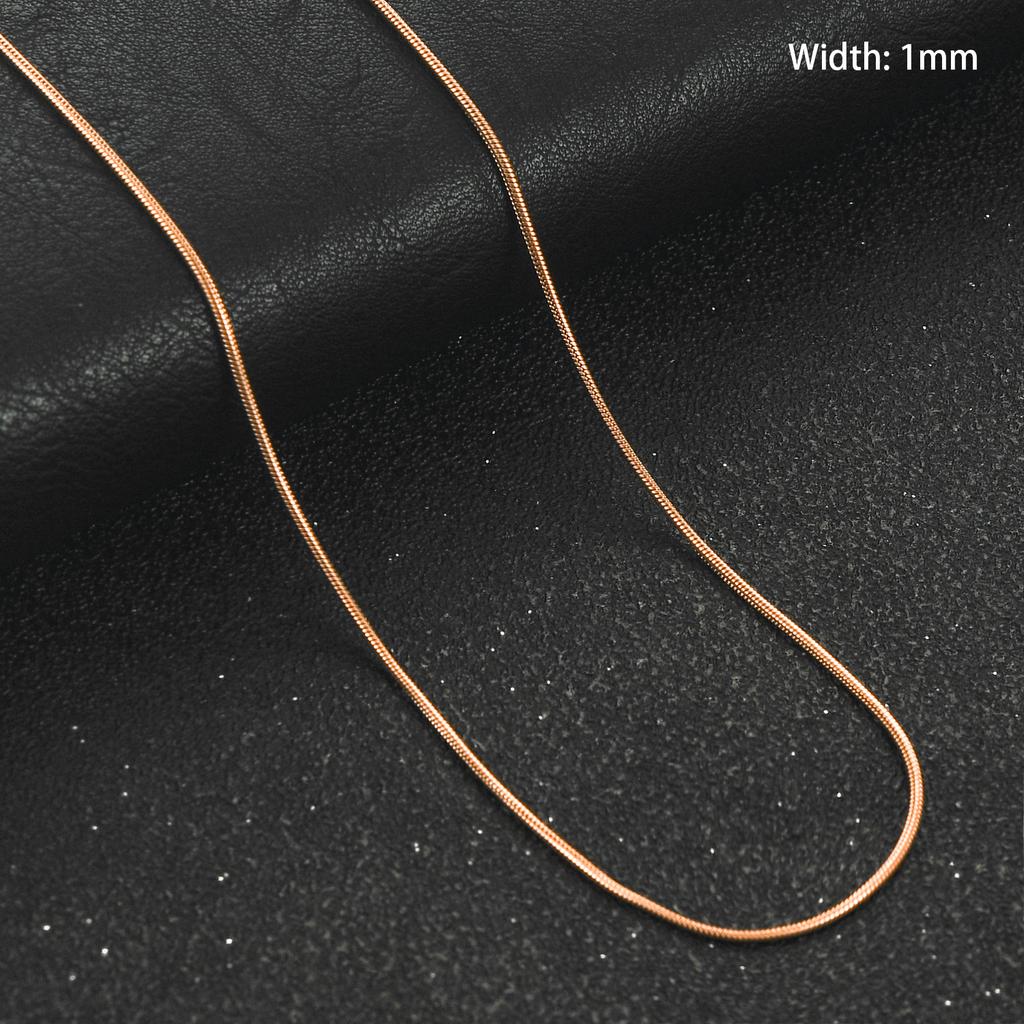 Roségoldfarben plattierte Edelstahlkette Runde Schlangenkette für Damen Hals Schlüsselbein Choker Metall Modeschmuck
