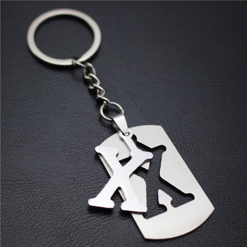 2022 DIY A-Z Letters Key Chain For Name Silver Color Steel Keychain Women Men Car Key Ring Simple Key Holder Party Gift