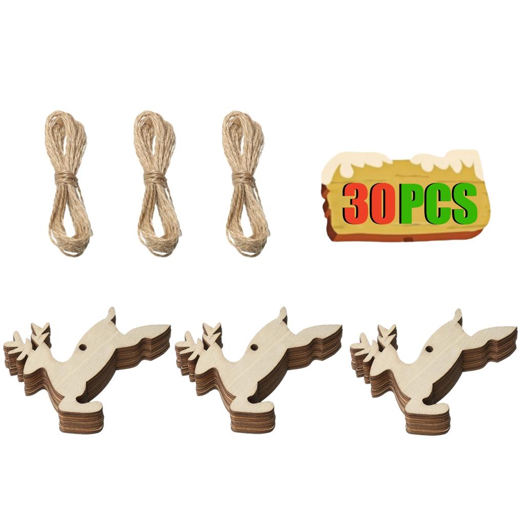 10-50Pcs Wooden Christmas Ornaments Unfinished Wood Slices with Holes Wooden Blanks Pendants for Kid DIY Craft Christmas Tree De