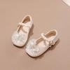 2026 Spring/Autumn Girls' Princess Leather Shoes - Shiny Crystal Rhinestone Baby Flats